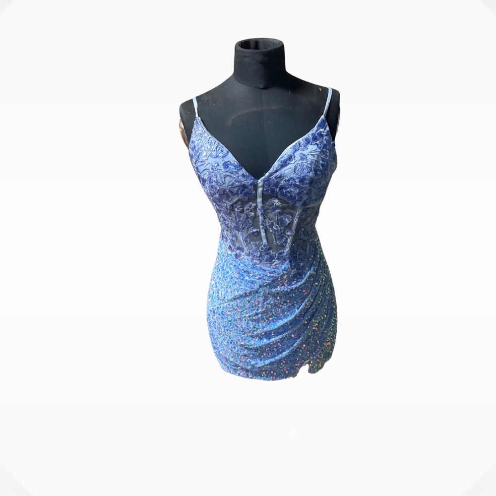 Elegant Blue Sequin Dress